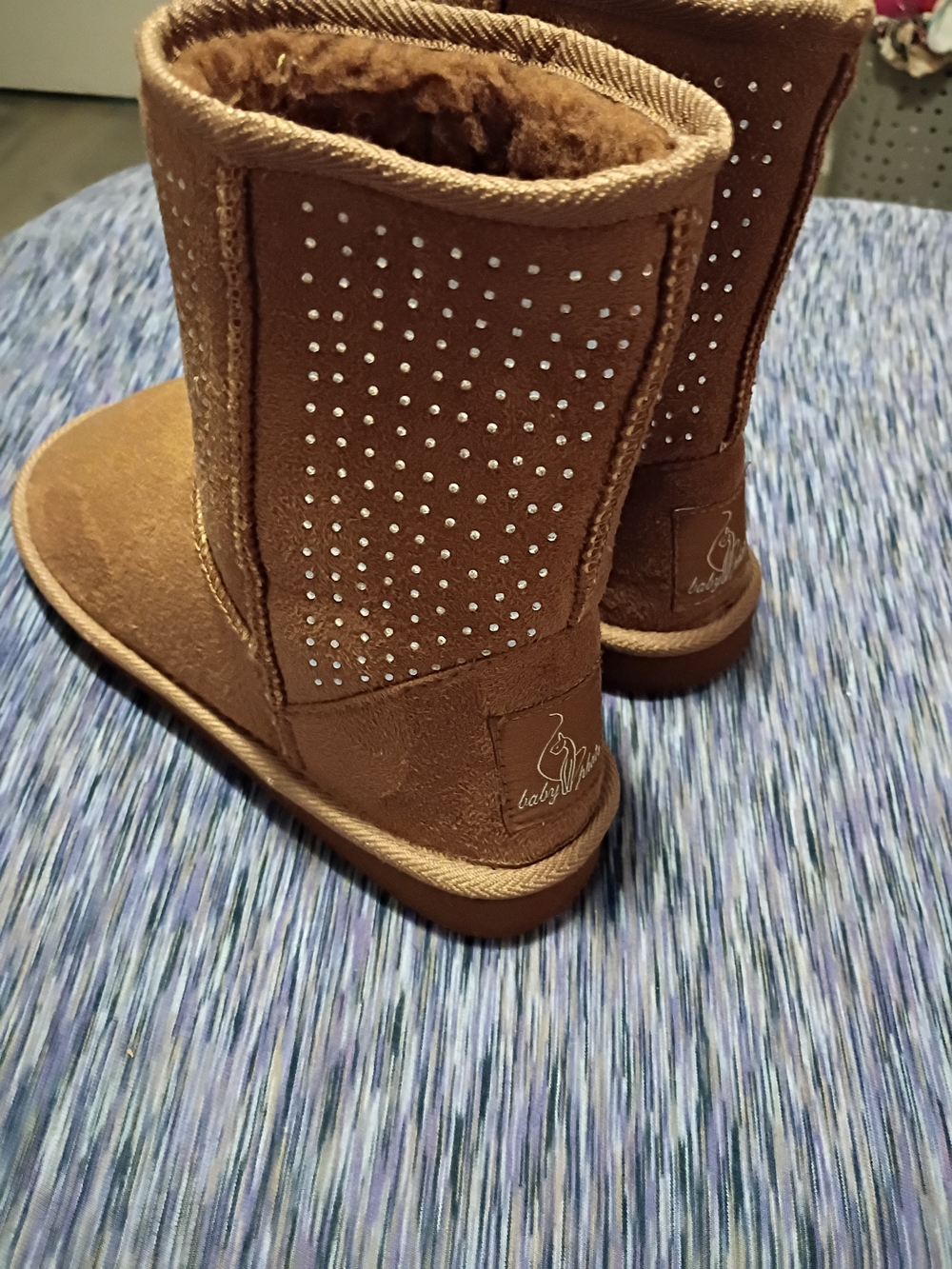 Baby Phat Brown Rhinestone Mid-Calf Boots✨